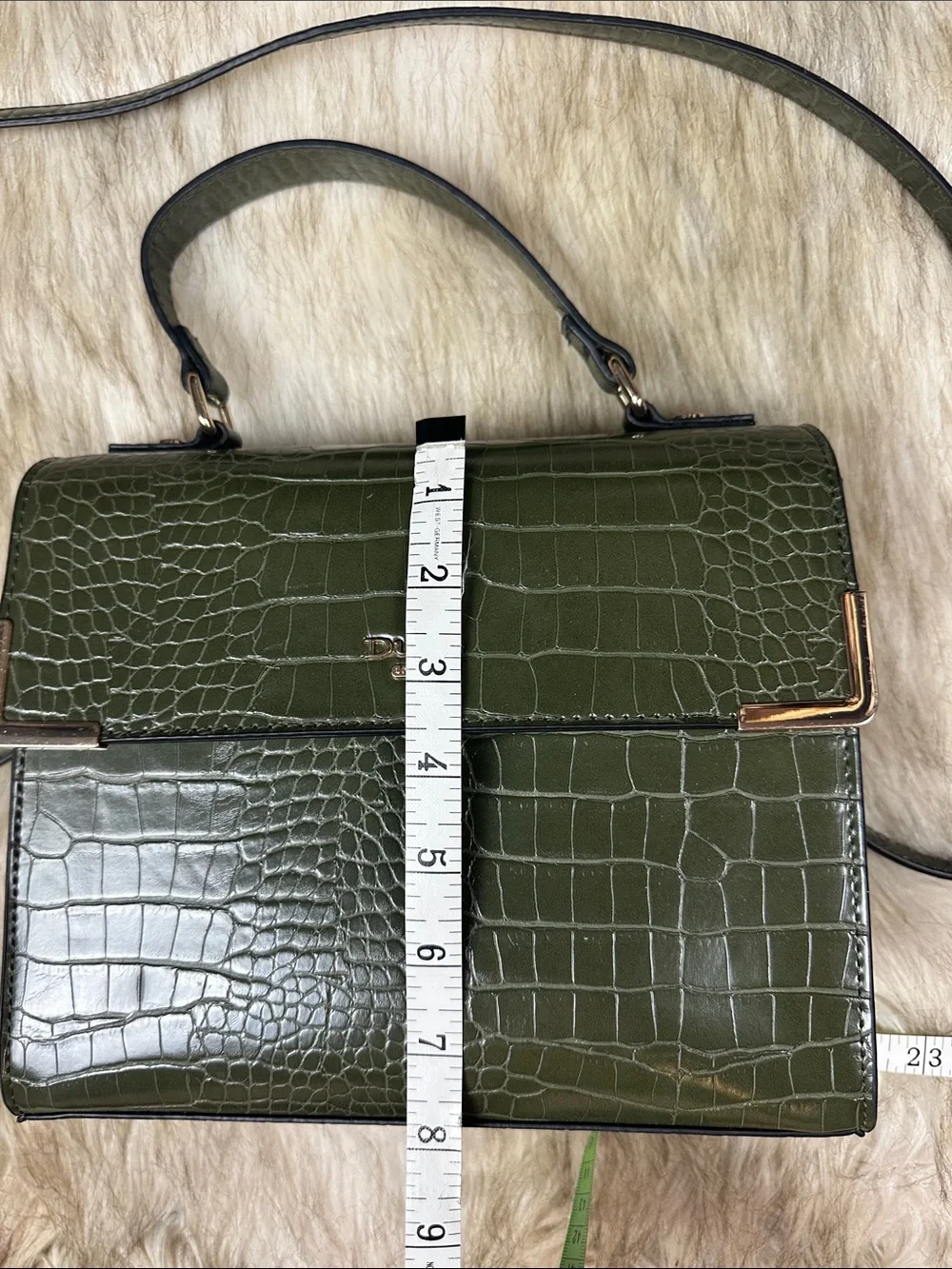Dune London Olive Green Croc Embossed Crossbody Bag + Matching Coin Pouch NWOT